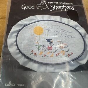 NWT vintage good shepherd counted cross stitch 3 geese